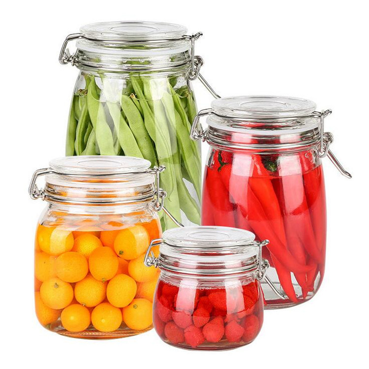 Food Storage Canister Airtight Round Glass Jar Pasta Glass Container