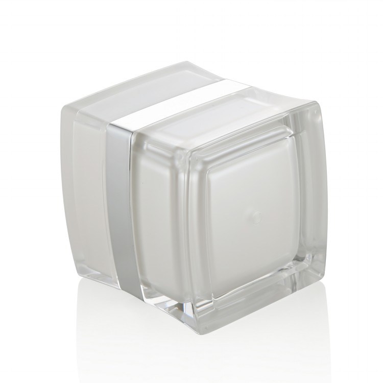 Cosmetic Packaging White Square Acrylic Cream Jar