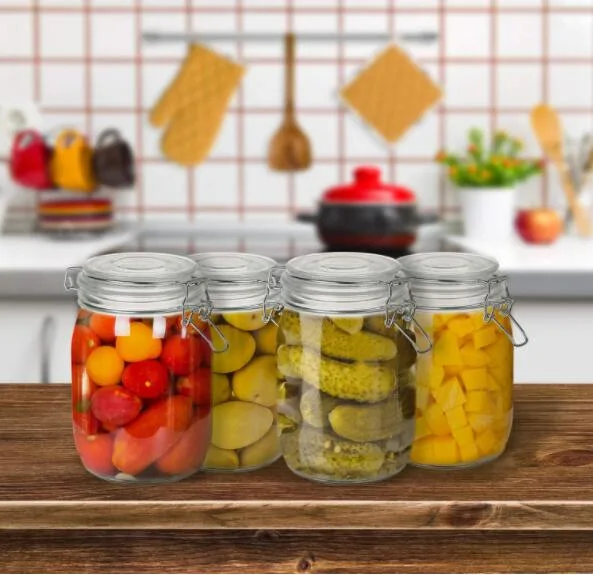 Airtight Glass Jar with Clip Top Lid for Storing Jam