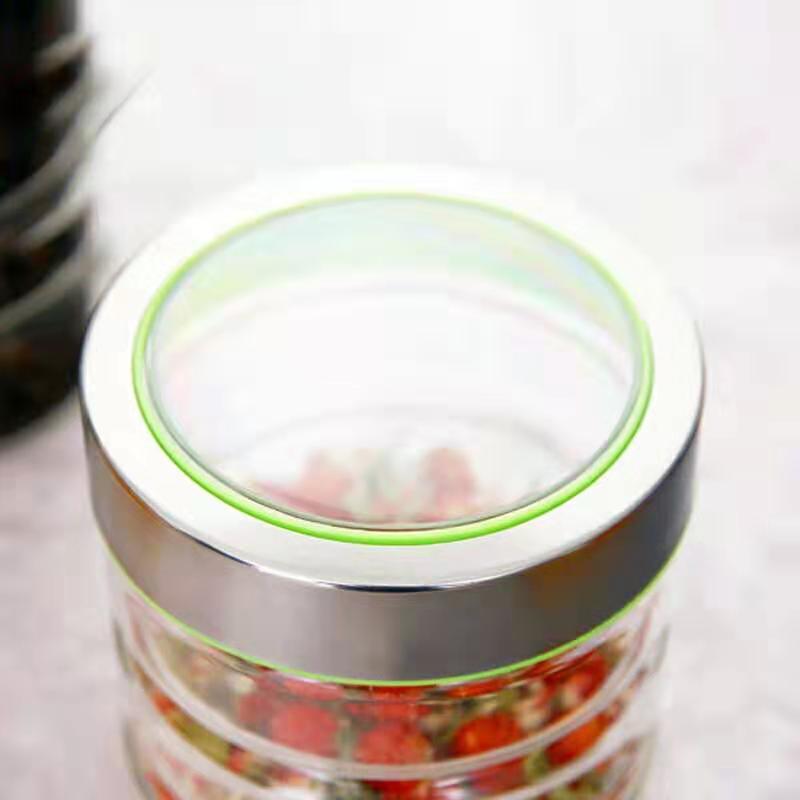 Transparent Glass Sealed Jar Food Storage Tank with Metal Lid