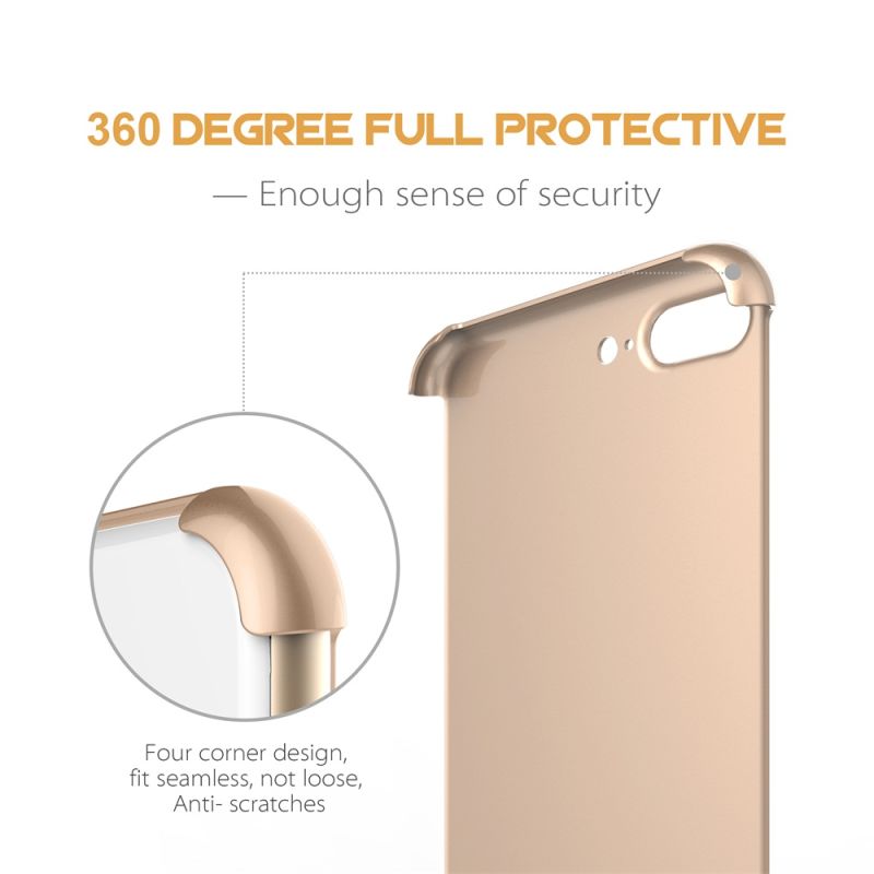 360 Hard Plastic Full Cover with Tempered Glass for iPhone 7