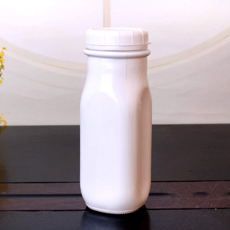 240ml Square White Glass Milk Juice Bottles with Cap