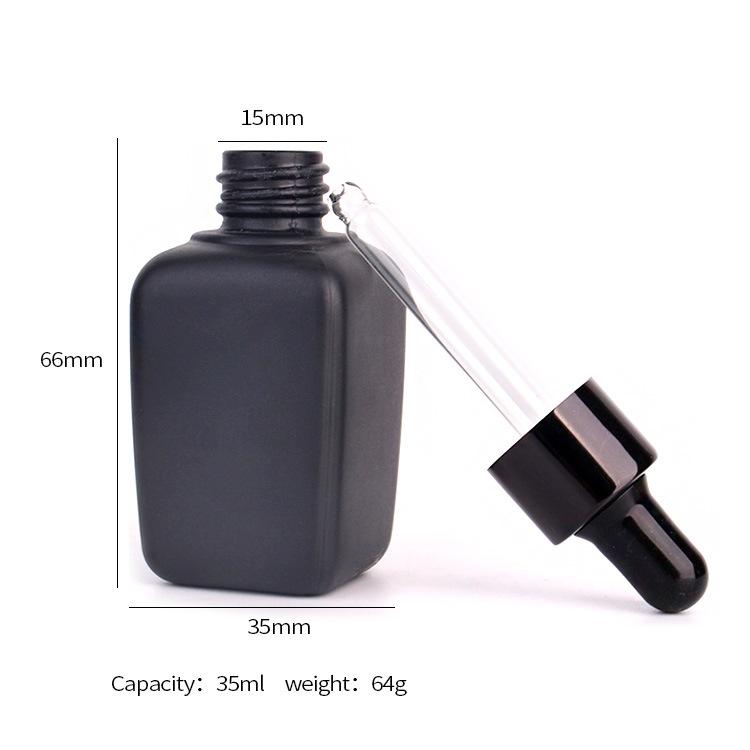 Square Glass Bottle 35ml for Essential Oil with Dropper Cap