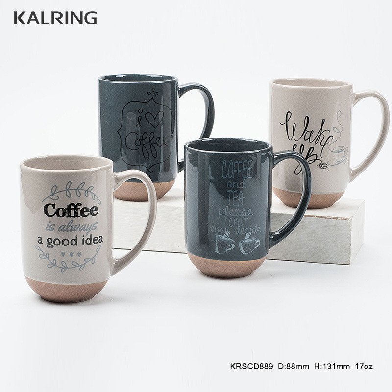 Ceramic Mug with Stoneware Material with Colofru Glaze with Special Bottom with Coffee Design