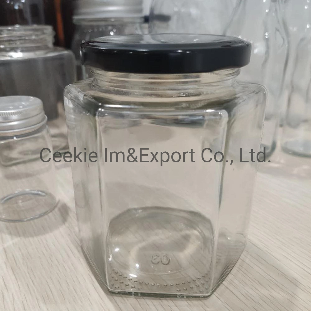 Ceekie Wholesale Hexagon Glass Honey Jar Honey Bottle Glass Jam Jar Storage Jar