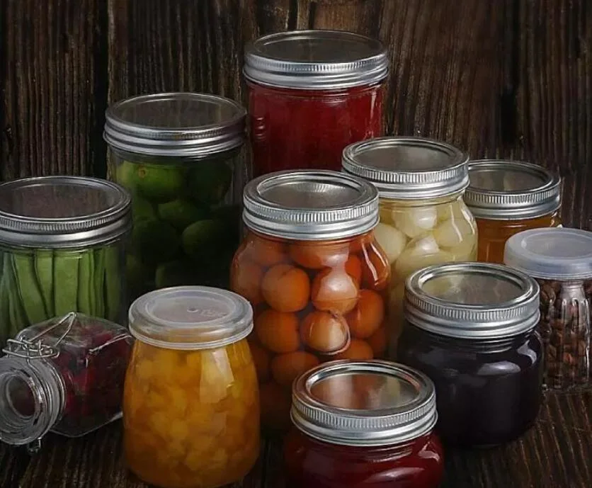 32oz Empty Clear Glass Mason Jar Food Storage Glass Jar with Lids for Canning