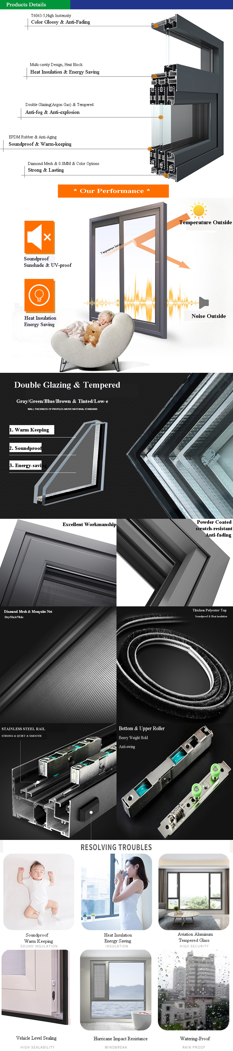 Foshan Factory Aluminium Watertight Reflective Glass Windows Australia