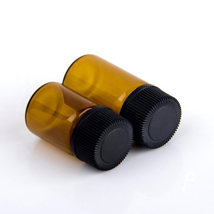 Fancy Wholesale Amber Square Essential Oil Glass Bottles with Bamboo Cap