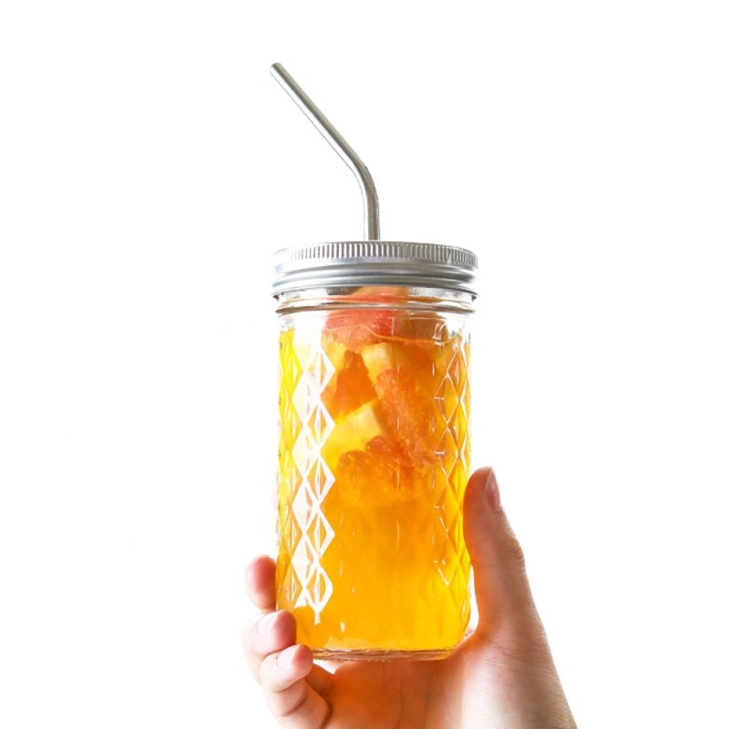 Hot Sale Glass Mason Jar with Straw Lid Mason Glass Jar in Bulk