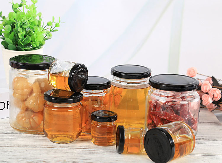 200ml Wide Mouth Square Honey Jam Jar with Metal Screw Lid