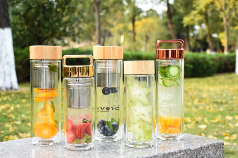 Eco-Friendly Leisure Drinkware Glass Water Bottle with Strainer FL3010