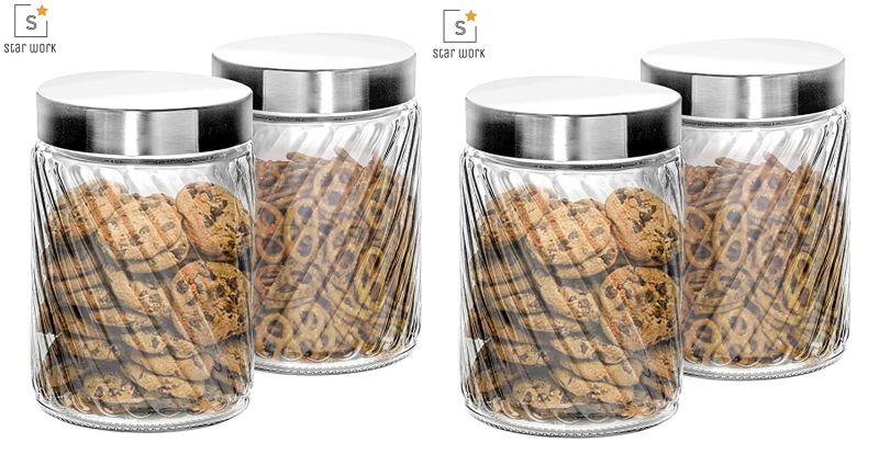 1500ml Glass Jar with Air Tight Lid Glass Food Storage Jars for Snacks