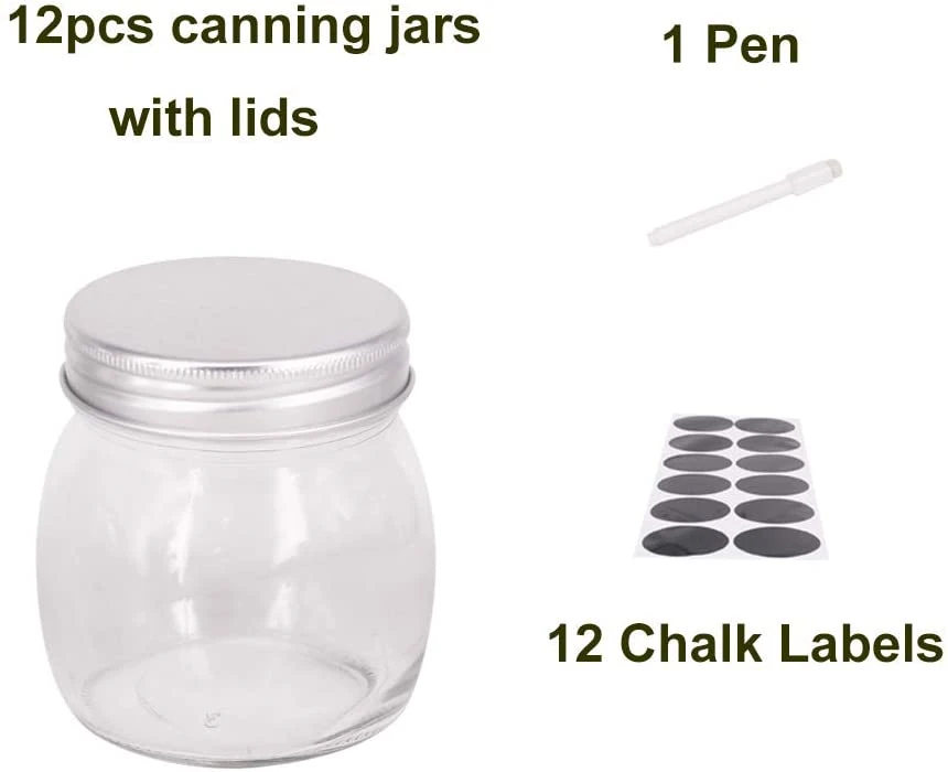 12PCS 10 Oz Mason Jars with Lids Glass Canning Jars for Jam, Honey, Candies