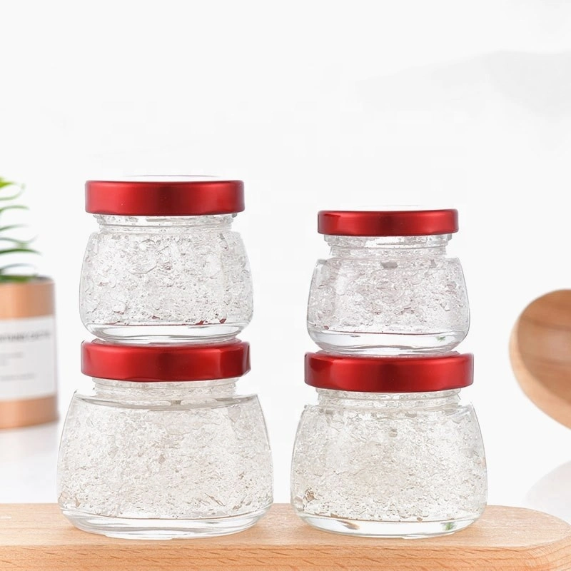 Clear Flint Mini Food Container Bottles 50ml 75ml 120ml 150ml Honey Bird Nest Jam Glass Jar with Screw Metal Lid