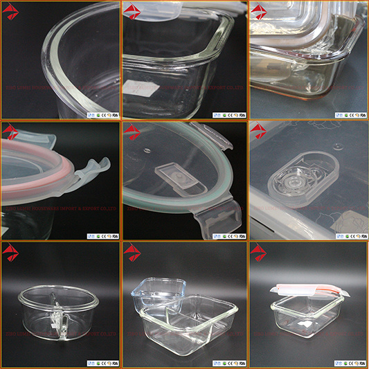Glass Containers Food Storage Set Sandwich Lunch Box Container with 2 Compartments