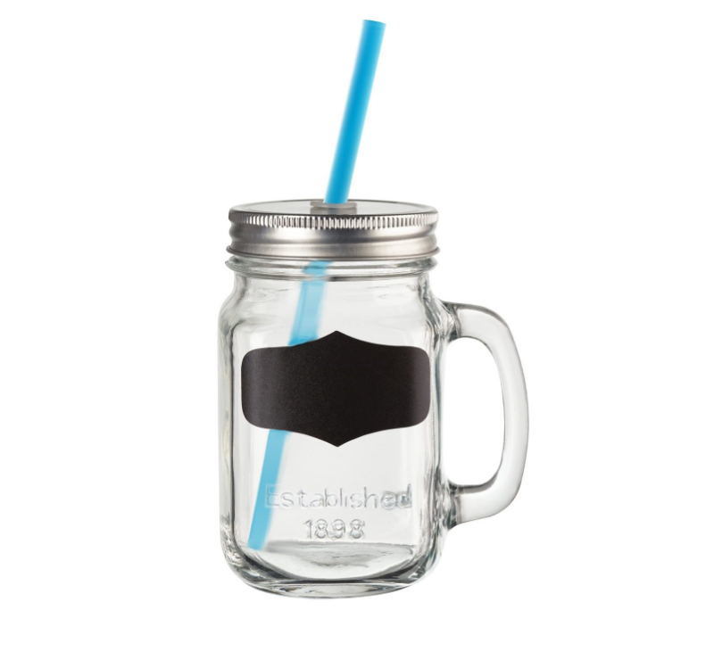 Mason Jar Drinking Mug with Glass Handle