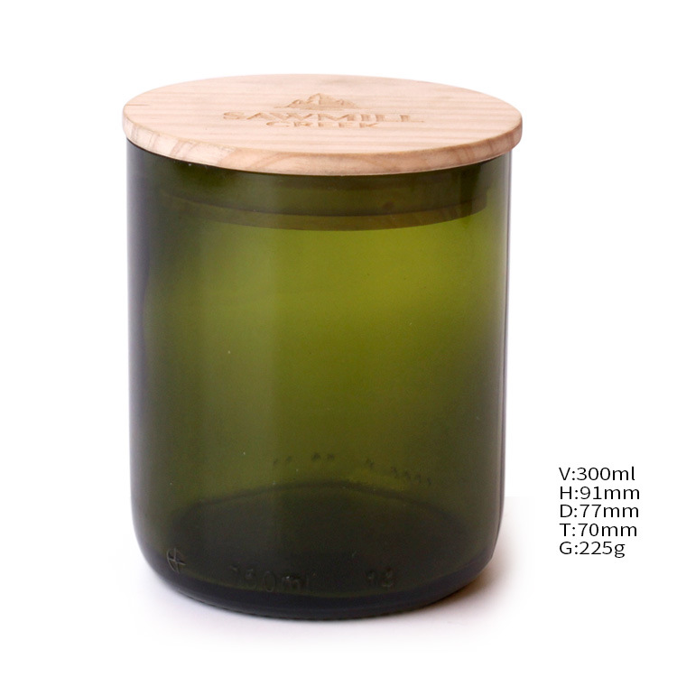 300ml Green Glass Bottle Cutting Glass Bottle for Drinking with Cap