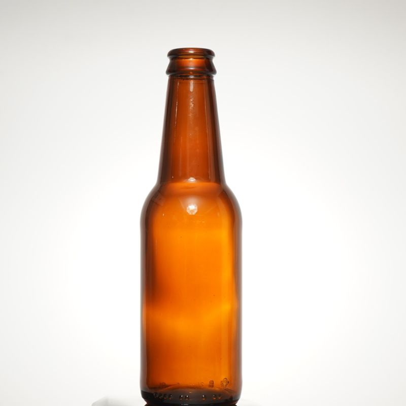 Amber Round Beer Glass Bottle with Cover Top