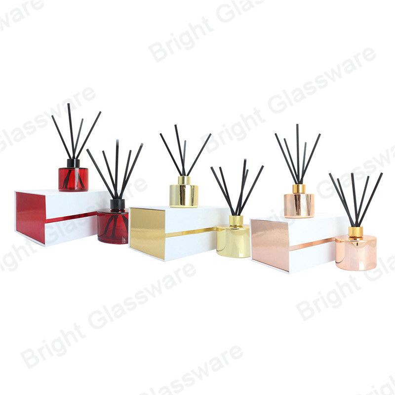 100ml 200ml Gold Diffuser Glass Bottle with Luxury Gift Box