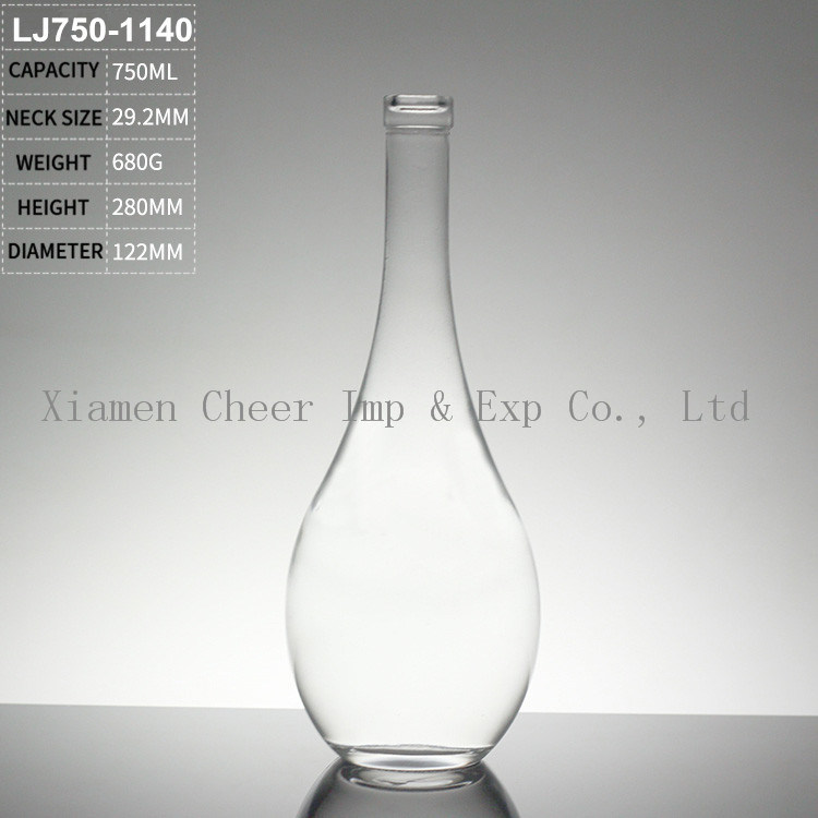 750ml Glass Round White Spirit Bottle