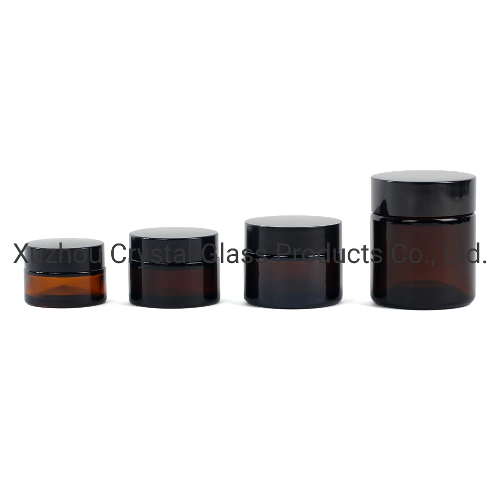 20g 30g 50g Amber Cosmetic Recycled Glass Jar with Plastic Lid