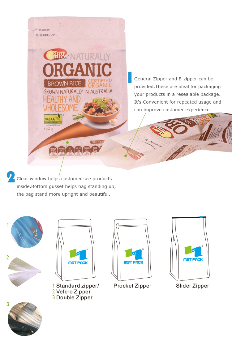 Biodegradable Reusalbe Food Grade Mesh Airtight Paper Food Packaging Bags for Food