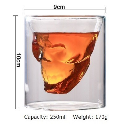 250ml Skull Design Glass Cup for Whisky and Liquor