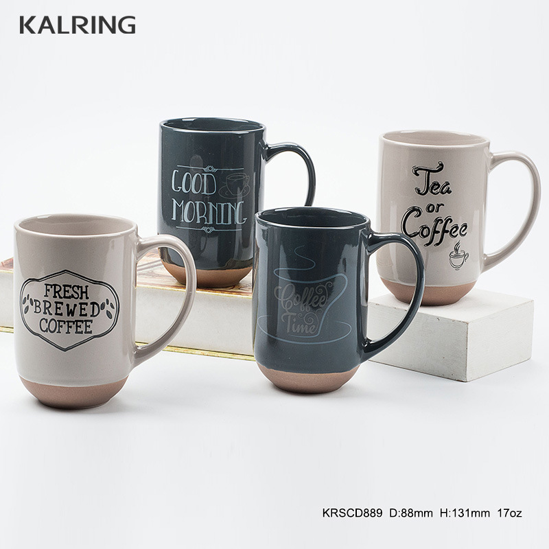 Ceramic Mug with Stoneware Material with Colofru Glaze with Special Bottom with Coffee Design