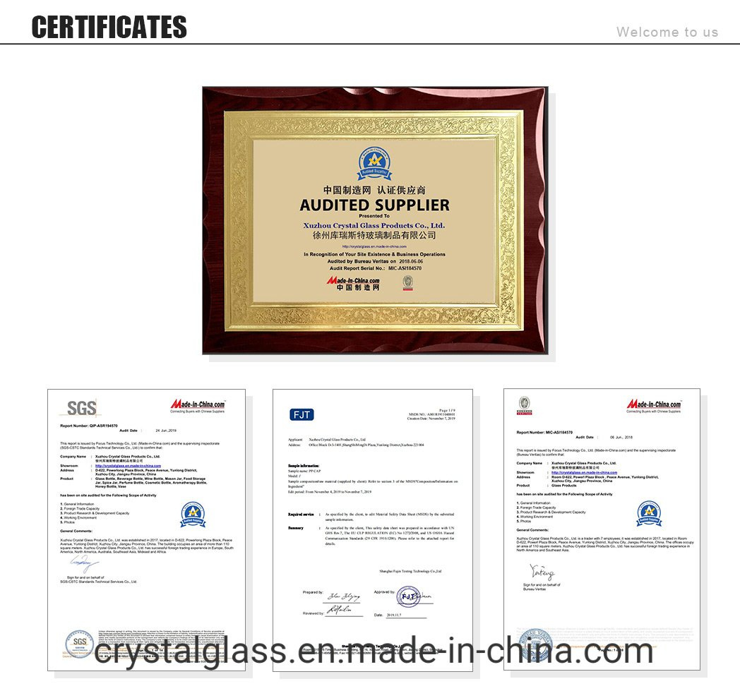 Customized Glass Bottle Drinks Juice Beverage Glass Mineral Water Bottle 300ml 420ml 500ml 750ml 1000ml