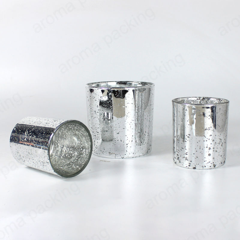 Luxury Sparkling Silver Glass Candle Jars for Candle Making