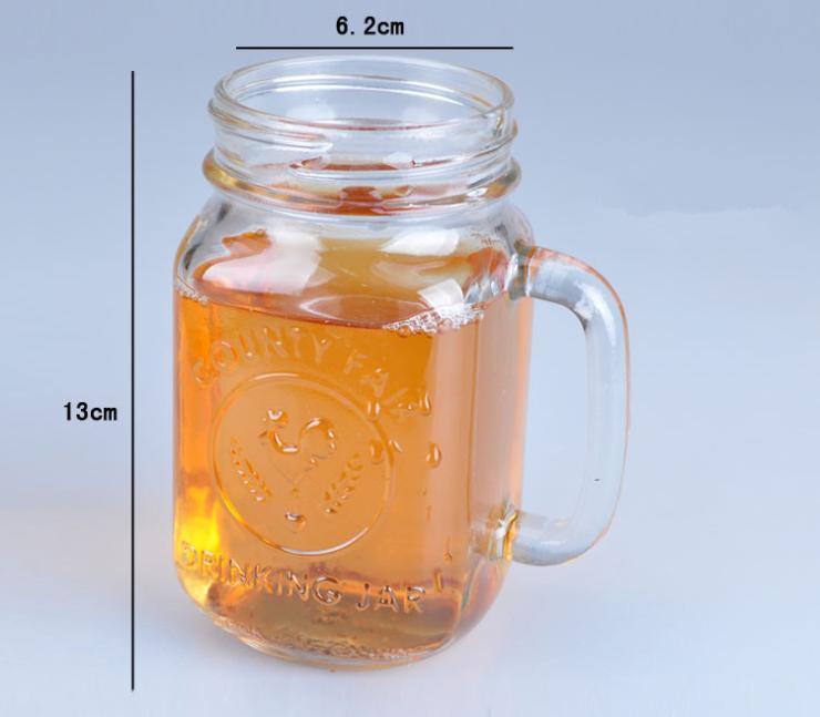 Wholesale Transparent 600ml Mason Jar Mugs Fruit Beverage Mason Jar Cups