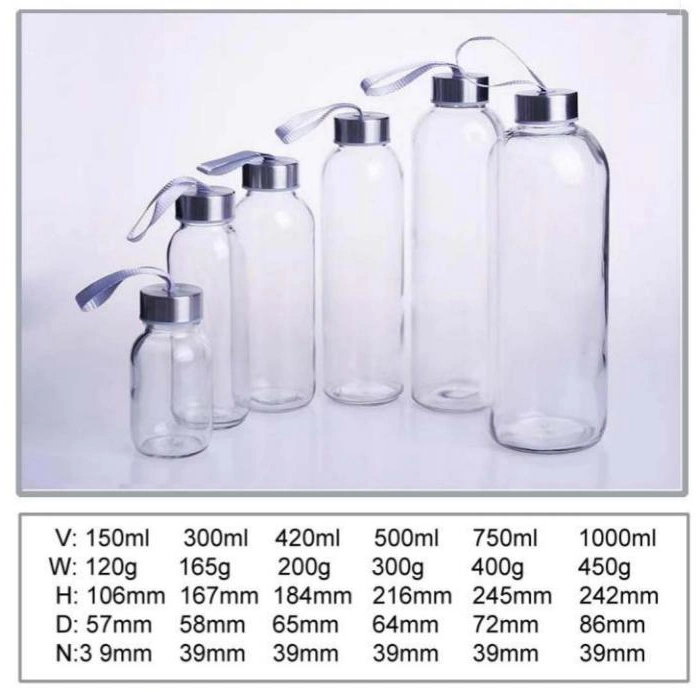 Customized Drinks Juice Beverage Glass Mineral Water Bottle 300ml 420ml 500ml 750ml 1000ml