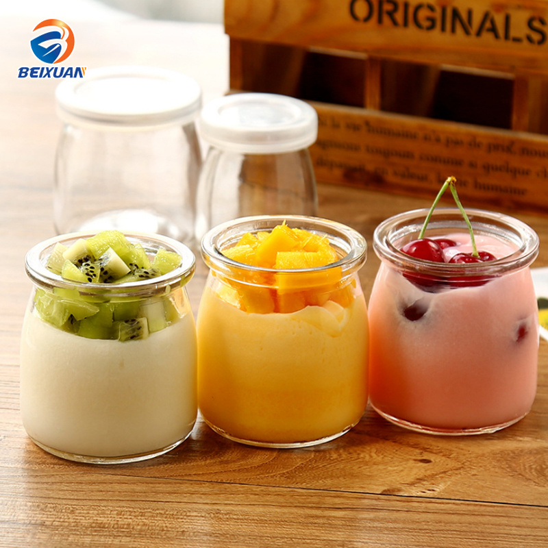 Pudding Bottle Jelly Yogurt Glass Bottle with Tinplate Lid