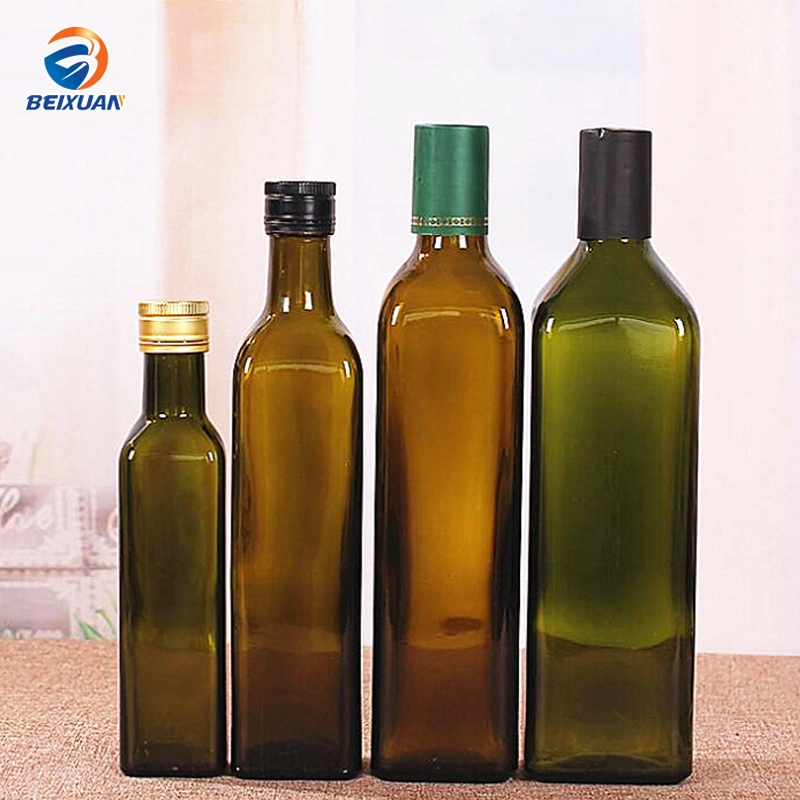 Different Size 250ml Olive Oil Bottle Camellia Oil Walnut Oil Square Glass Bottle