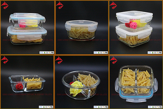 Glass Containers Food Storage Set Sandwich Lunch Box Container with 2 Compartments
