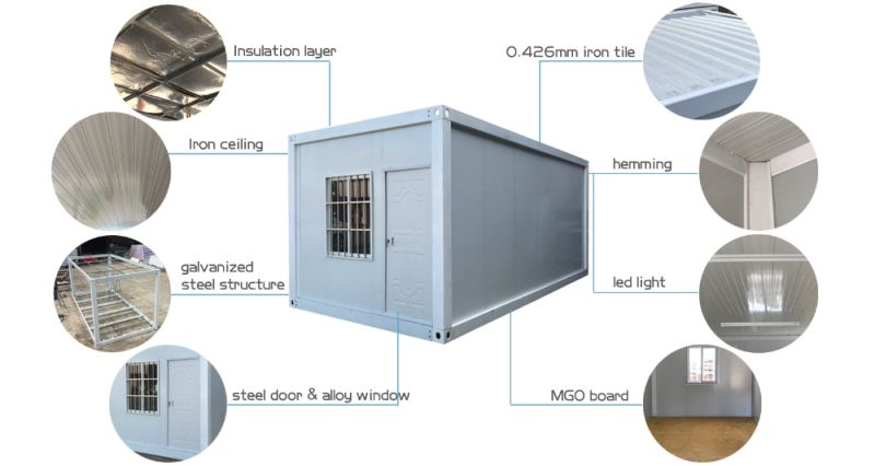 Fabricated Flatpack Home ISO Frames Portable Glass Container Office Prefabr