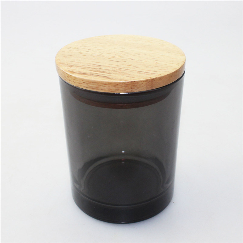 Hot Sale Customized 8oz Transluence Glass Candle Jars with Wood Lid