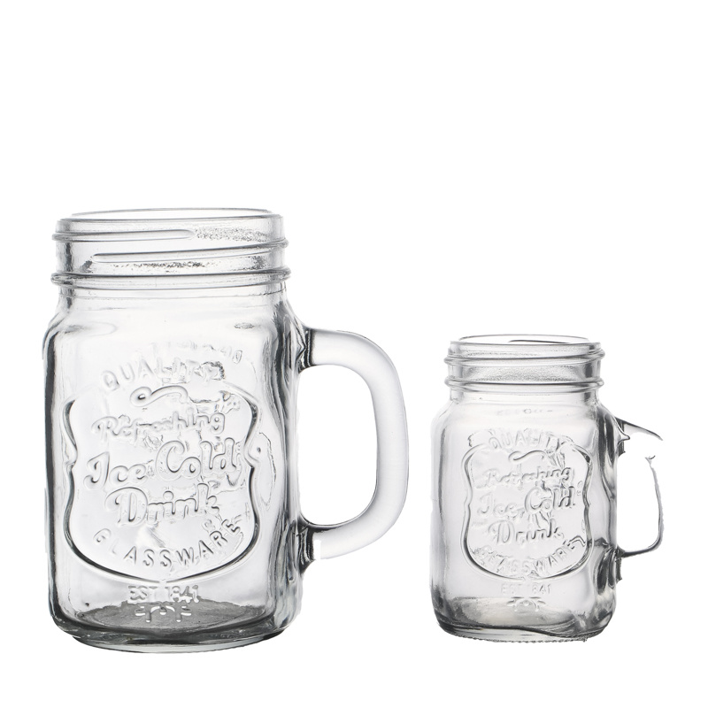 Manufacturing Lead Free Empty Glass Jars and Bottle for Beverage with Handle