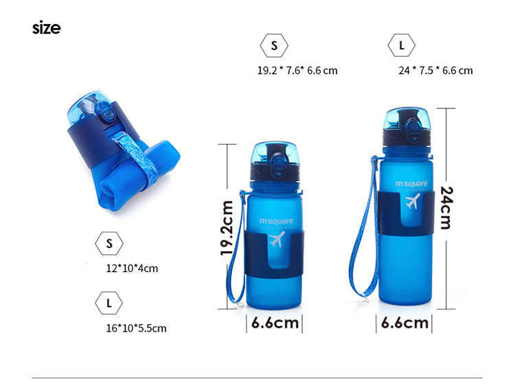 Foldable Water Bottle 500ml Sports Collapsible Silicone Drink Water Bottle