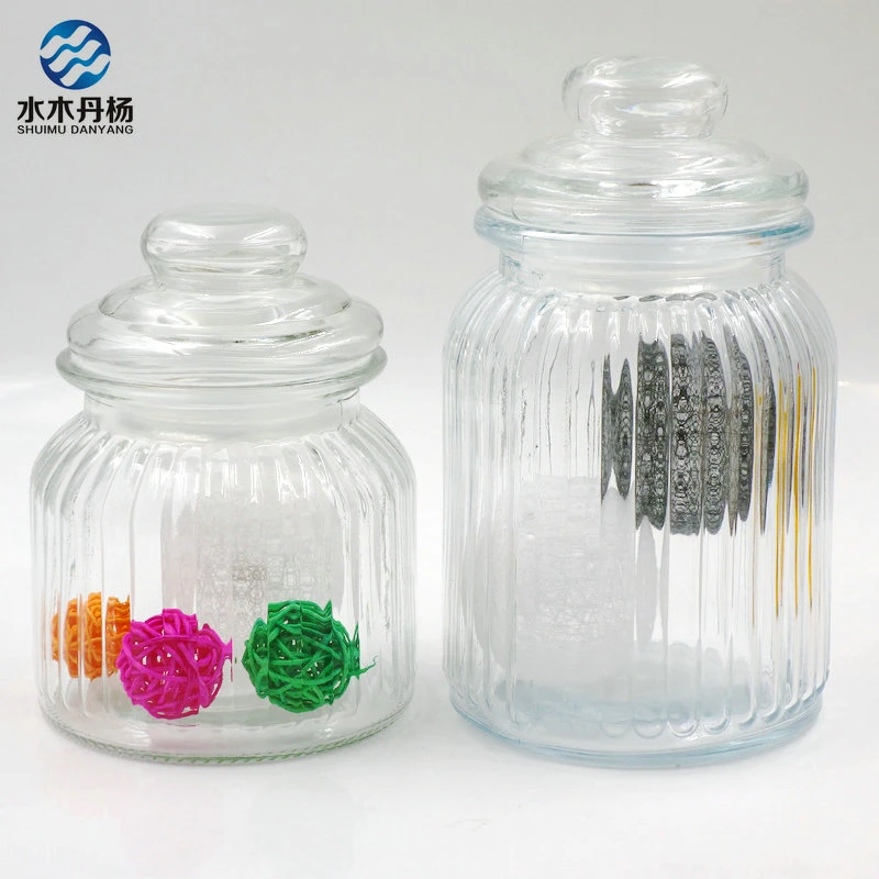 Stock 500ml 1000ml Food Storage Glass Jar with Glass Cap for Sale
