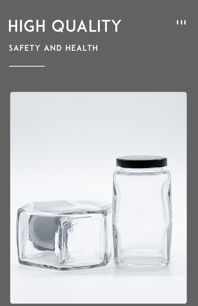 100/180/280/380ml Wholesale Six Sides Glass Food Storage Jar with Lid