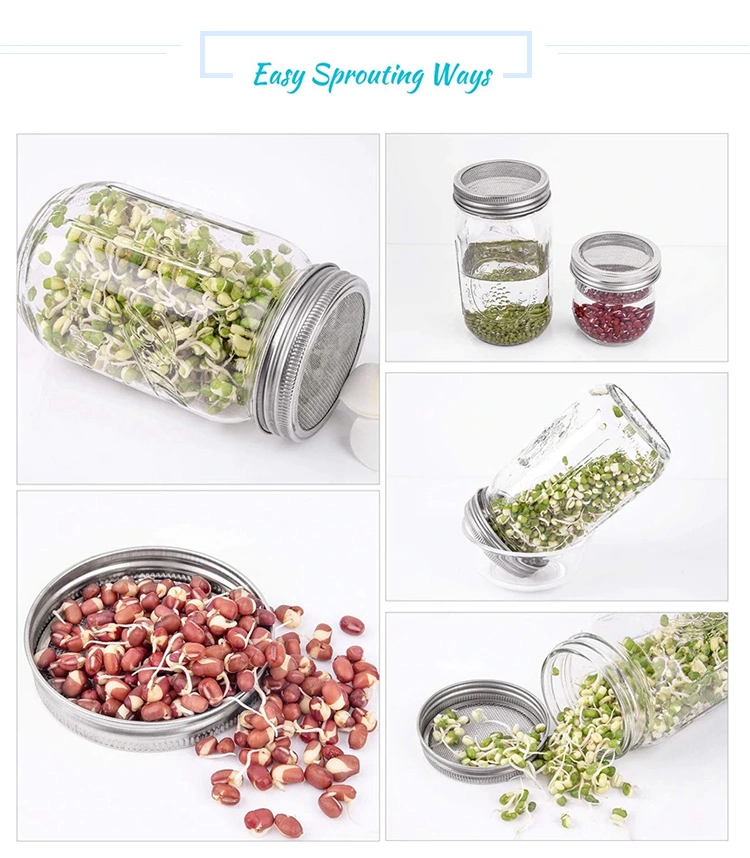 3.39inch Stainless Steel Sprouting Lid for Wide Mouth Mason Jars