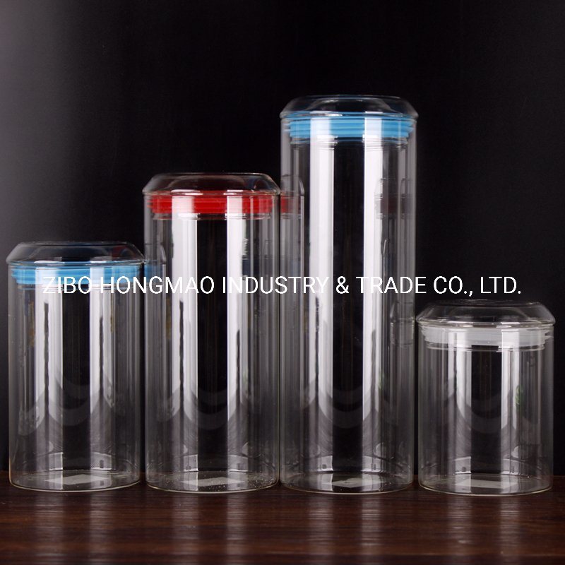 Multiple Size Food Grade Borosilicate Glass Jars with Colored Glass Lids