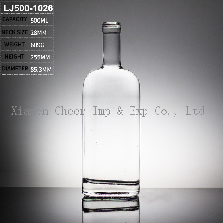 Screw Cap 500ml Top Quality Glass Bottles for Vodka