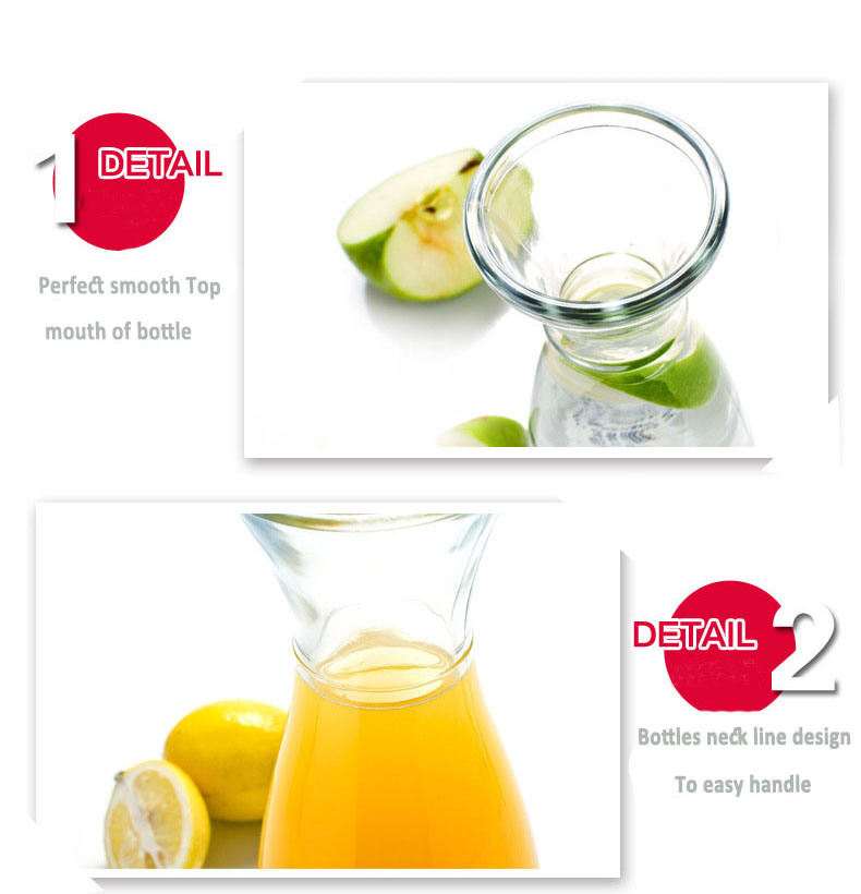 1L (1000ml) Top Quality Glass Juice Drinking Bottles for Daily Useful
