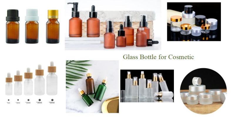 Wooden Lid Glass Bottle Jar for Face Cream