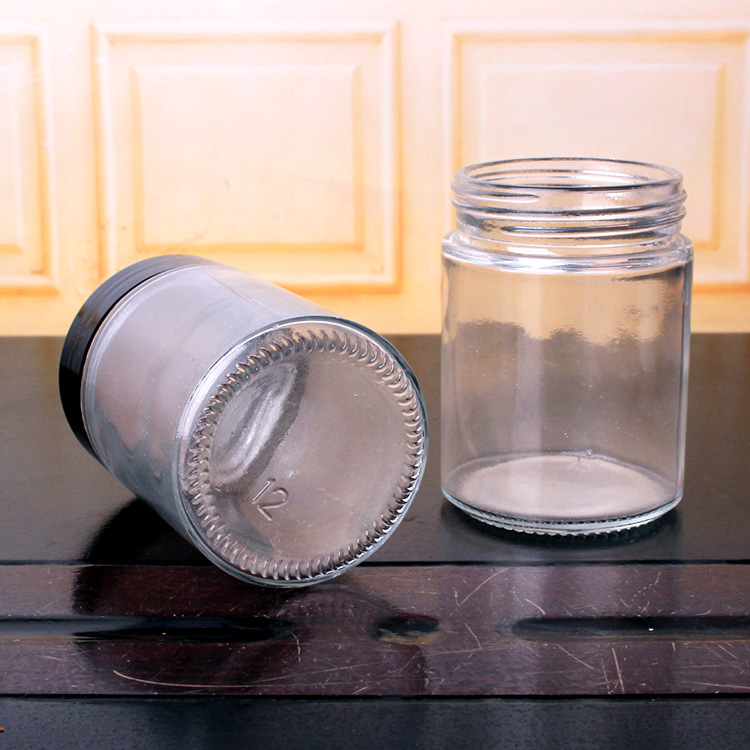 6oz Clear Airtight Glass Jam Jars Containers with Black Lid