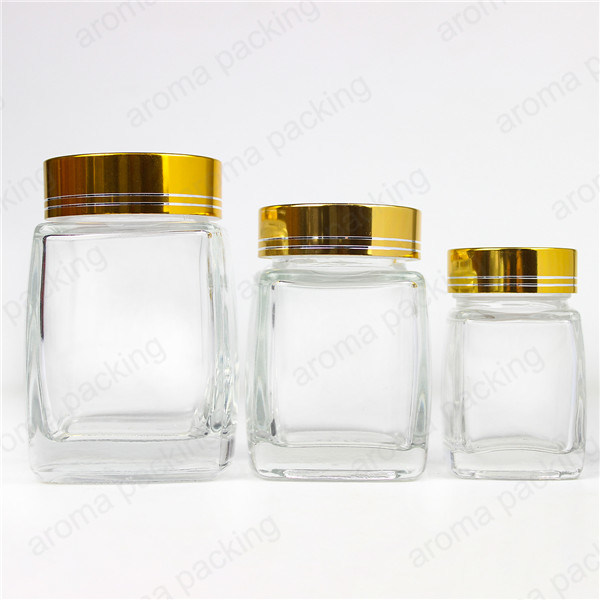 2oz 3oz 6oz Square Glass Mason Jar Clear Jam Jar with Lids