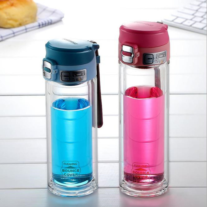 Four Color Water Bottle Bounce Cover Glass Bottle