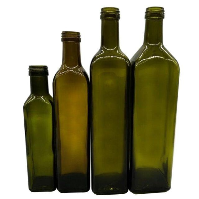 250ml 500ml 750ml Food Grade Dark Green Color Empty Round Olive Oil Glass Bottle